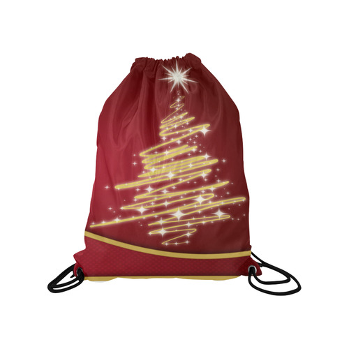 christmas tree red Medium Drawstring Bag Model 1604 (Twin Sides) 13.8"(W) * 18.1"(H)