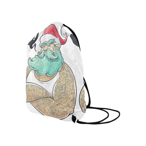 Hipster Santa Claus, Christmas Large Drawstring Bag Model 1604 (Twin Sides)  16.5"(W) * 19.3"(H)