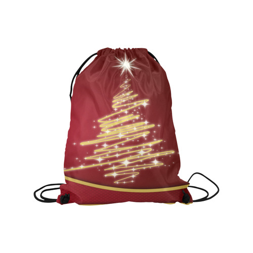 christmas tree red Medium Drawstring Bag Model 1604 (Twin Sides) 13.8"(W) * 18.1"(H)