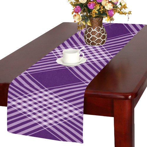 Royal Purple And White Plaid Table Runner 14x72 inch