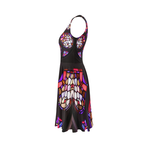 Purple Rosary Window Mandala Sleeveless Ice Skater Dress (D19)