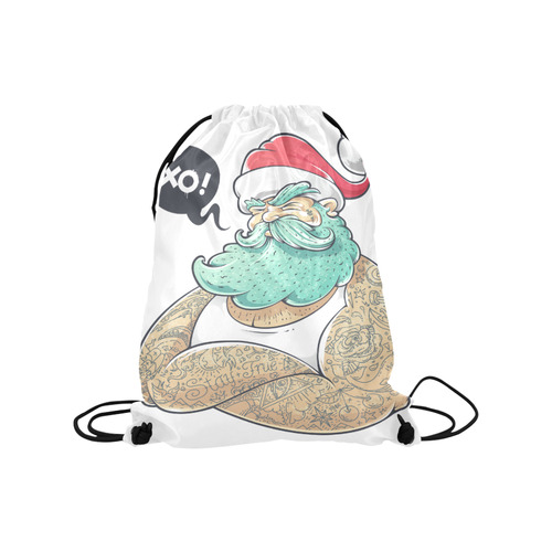 Hipster Santa Claus, Christmas Medium Drawstring Bag Model 1604 (Twin Sides) 13.8"(W) * 18.1"(H)