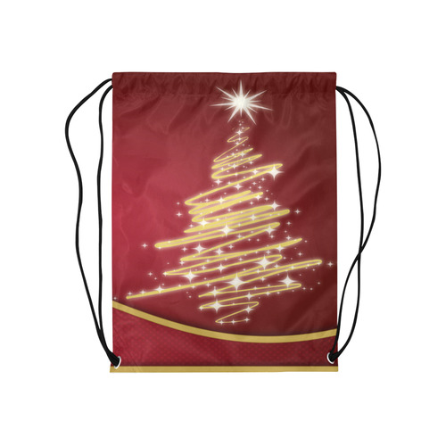 christmas tree red Medium Drawstring Bag Model 1604 (Twin Sides) 13.8"(W) * 18.1"(H)