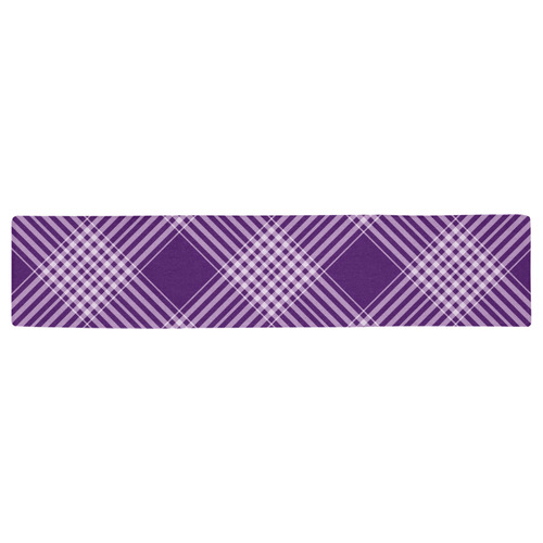 Royal Purple And White Plaid Table Runner 16x72 inch