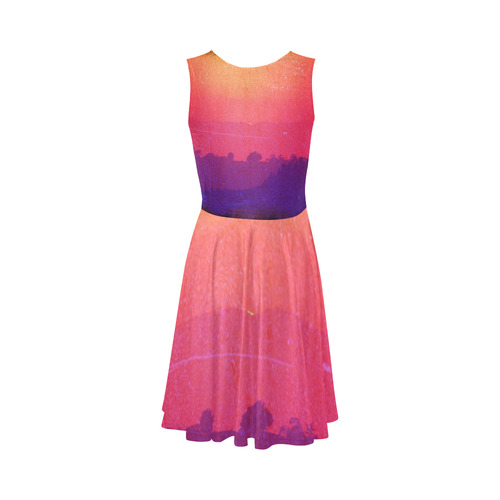 Orange Pink Purple Sunset Sleeveless Ice Skater Dress (D19)