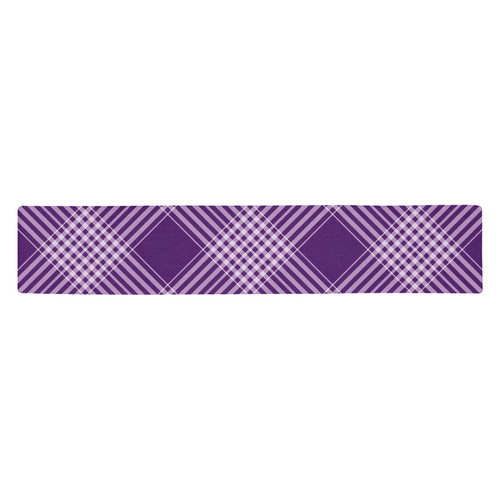 Royal Purple And White Plaid Table Runner 14x72 inch