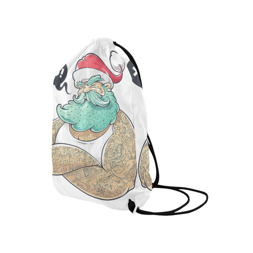 Hipster Santa Claus, Christmas Medium Drawstring Bag Model 1604 (Twin Sides) 13.8"(W) * 18.1"(H)