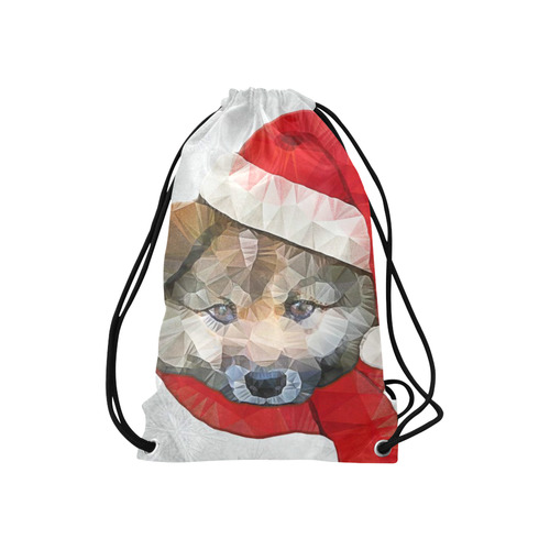 christmas santa dog Small Drawstring Bag Model 1604 (Twin Sides) 11"(W) * 17.7"(H)