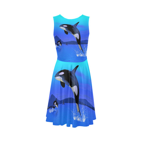 A Orca Whale Enjoy The Freedom Sleeveless Ice Skater Dress (D19)