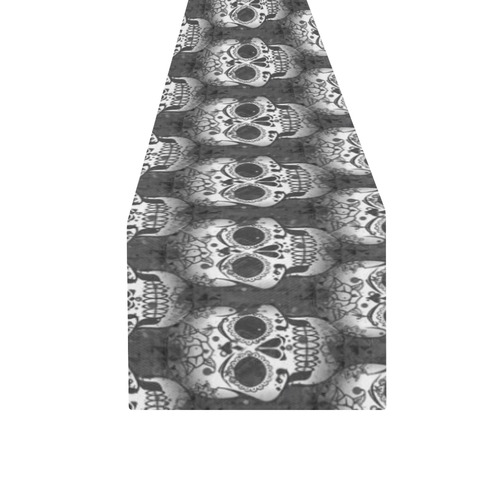 new skull allover pattern 2 by JamColors Table Runner 16x72 inch