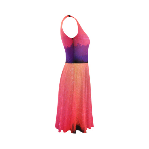 Orange Pink Purple Sunset Sleeveless Ice Skater Dress (D19)