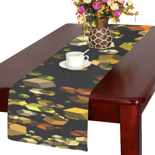Gold Cube Explosion Table Runner 14x72 inch
