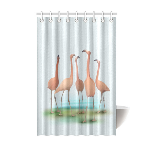 Flamingo Mingle, watercolor, birds Shower Curtain 48"x72"