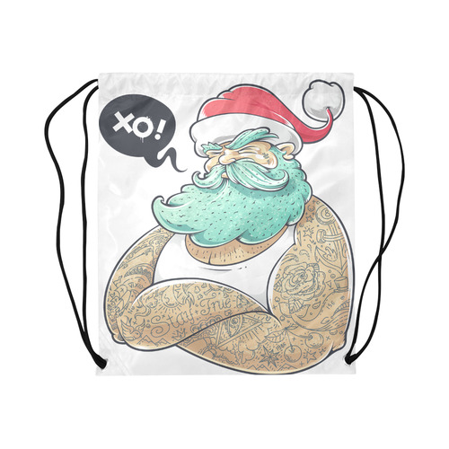 Hipster Santa Claus, Christmas Large Drawstring Bag Model 1604 (Twin Sides)  16.5"(W) * 19.3"(H)