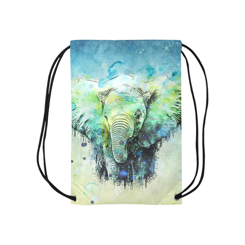 watercolor elephant Small Drawstring Bag Model 1604 (Twin Sides) 11"(W) * 17.7"(H)