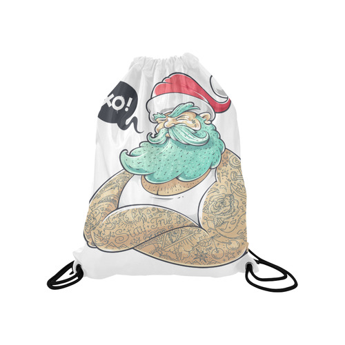 Hipster Santa Claus, Christmas Medium Drawstring Bag Model 1604 (Twin Sides) 13.8"(W) * 18.1"(H)