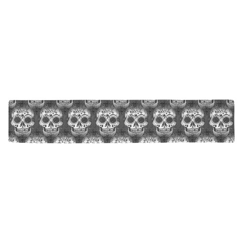 new skull allover pattern 2 by JamColors Table Runner 14x72 inch