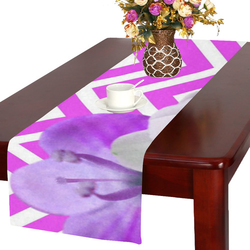 chevron Flower mix lilac Table Runner 16x72 inch