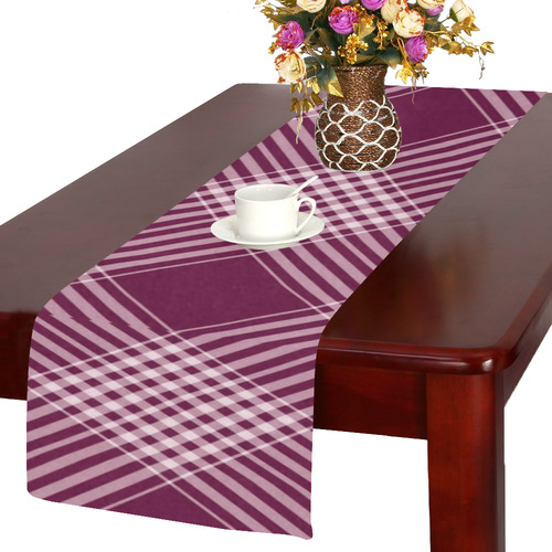 Burgundy And White Plaid Table Runner 14x72 inch