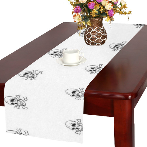 Skull 816 white (Halloween) pattern Table Runner 16x72 inch