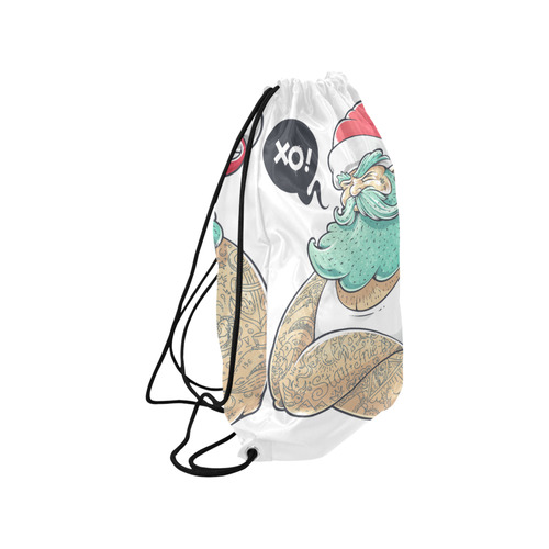 Hipster Santa Claus, Christmas Medium Drawstring Bag Model 1604 (Twin Sides) 13.8"(W) * 18.1"(H)