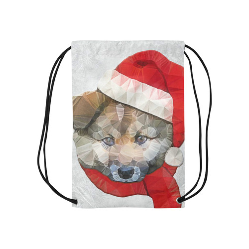 christmas santa dog Small Drawstring Bag Model 1604 (Twin Sides) 11"(W) * 17.7"(H)