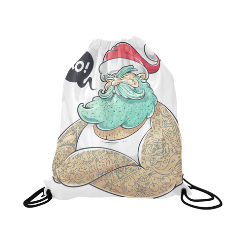 Hipster Santa Claus, Christmas Large Drawstring Bag Model 1604 (Twin Sides)  16.5"(W) * 19.3"(H)