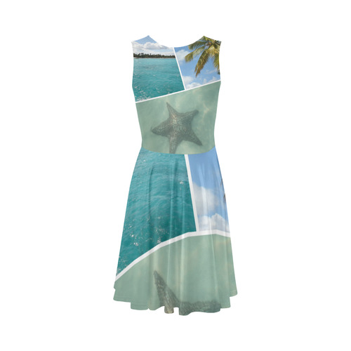 Caribbean Collage Sleeveless Ice Skater Dress (D19)