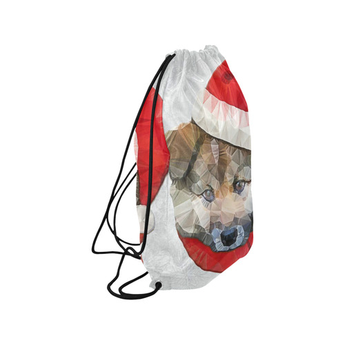 christmas santa dog Medium Drawstring Bag Model 1604 (Twin Sides) 13.8"(W) * 18.1"(H)