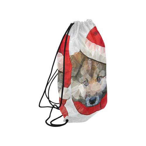 christmas santa dog Small Drawstring Bag Model 1604 (Twin Sides) 11"(W) * 17.7"(H)