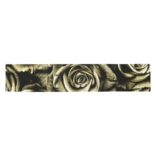 Vintage Gold Roses Table Runner 14x72 inch