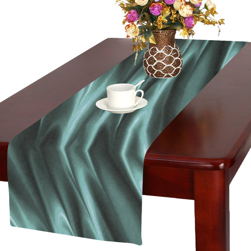 Elegant Teal Waves Table Runner 16x72 inch
