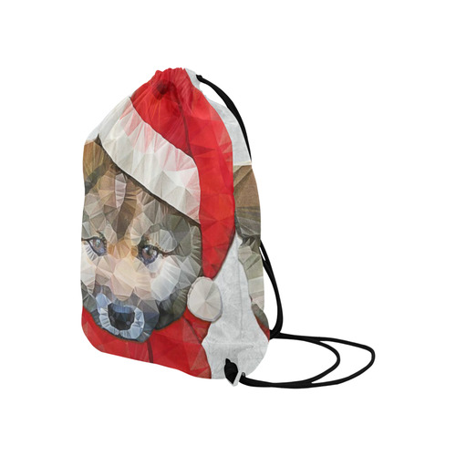 christmas santa dog Large Drawstring Bag Model 1604 (Twin Sides)  16.5"(W) * 19.3"(H)