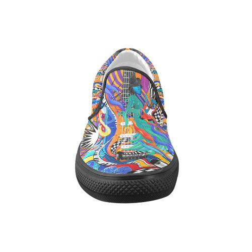 Rock Band Colorful Electric Guitar Musician Pop Art Print Slip-on Canvas Shoes for Men/Large Size (Model 019)