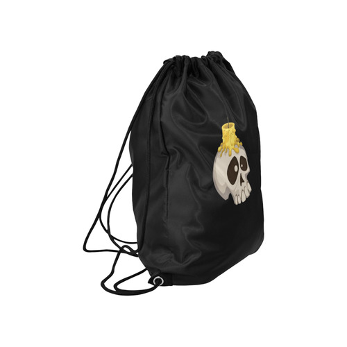 halloween - skull with candle Large Drawstring Bag Model 1604 (Twin Sides)  16.5"(W) * 19.3"(H)
