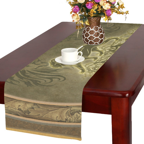 Lion with floral elements, vintage Table Runner 16x72 inch