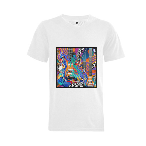 Rock Band Colorful Electric Guitar Musician Pop Art Print Men's V-Neck T-shirt  Big Size(USA Size) (Model T10)