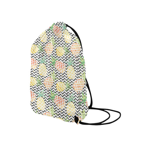 watercolor pineapple and chevron, pineapples Medium Drawstring Bag Model 1604 (Twin Sides) 13.8"(W) * 18.1"(H)