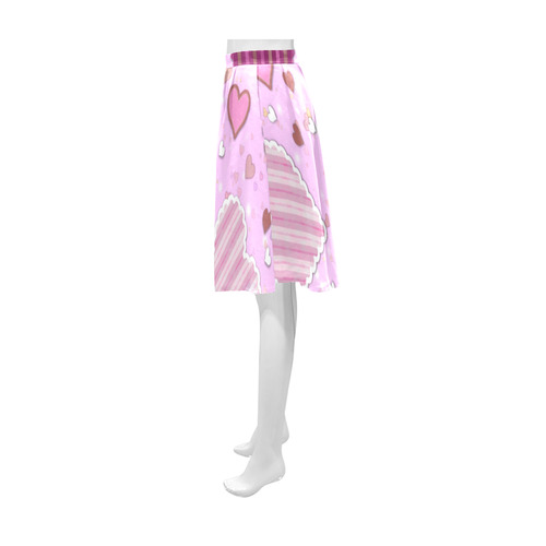 Pink Patchwork Hearts Athena Women's Short Skirt (Model D15)