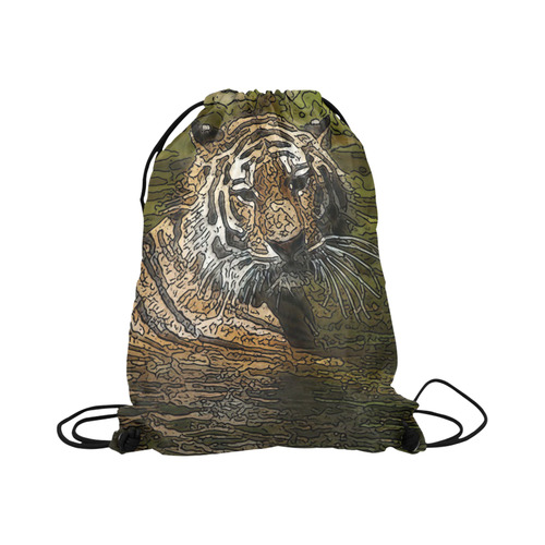 animal artstudion 15416 tiger Large Drawstring Bag Model 1604 (Twin Sides)  16.5"(W) * 19.3"(H)