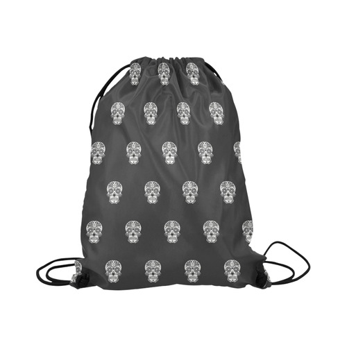 skull pattern bw Large Drawstring Bag Model 1604 (Twin Sides)  16.5"(W) * 19.3"(H)