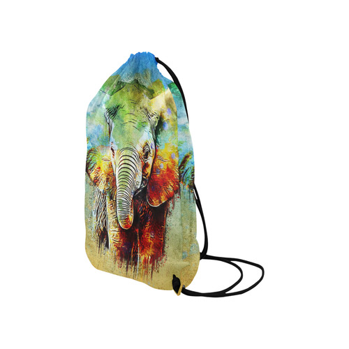 watercolor elephant Small Drawstring Bag Model 1604 (Twin Sides) 11"(W) * 17.7"(H)