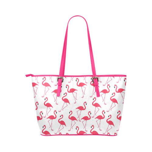 flamingos Leather Tote Bag/Large (Model 1651)