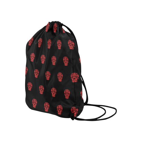 skull pattern red Large Drawstring Bag Model 1604 (Twin Sides)  16.5"(W) * 19.3"(H)