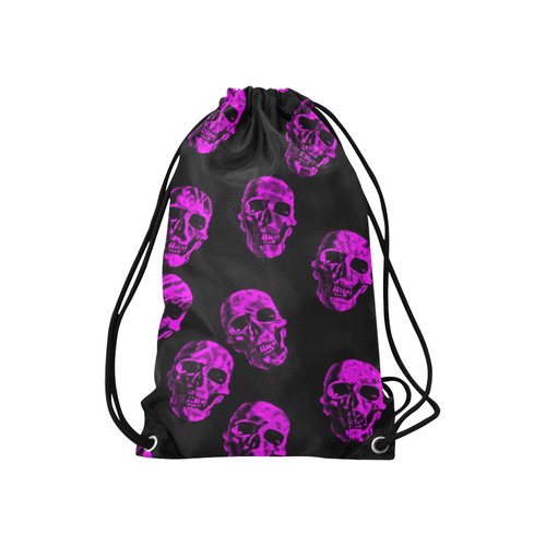 purple skulls Small Drawstring Bag Model 1604 (Twin Sides) 11"(W) * 17.7"(H)