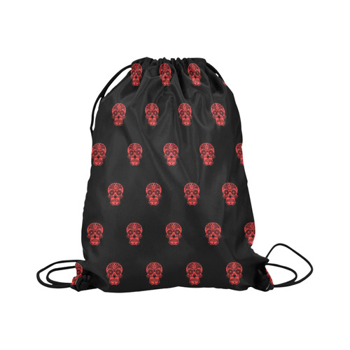 skull pattern red Large Drawstring Bag Model 1604 (Twin Sides)  16.5"(W) * 19.3"(H)
