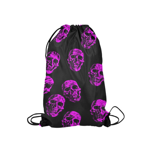 purple skulls Small Drawstring Bag Model 1604 (Twin Sides) 11"(W) * 17.7"(H)