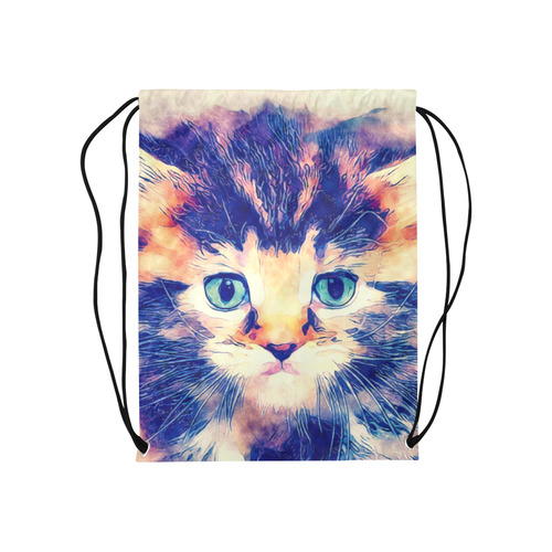 watercolor cat Medium Drawstring Bag Model 1604 (Twin Sides) 13.8"(W) * 18.1"(H)