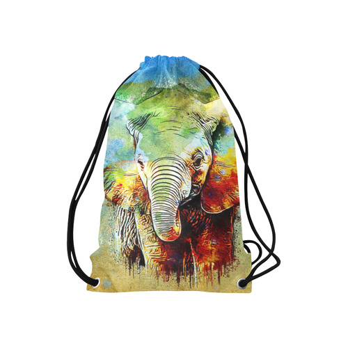 watercolor elephant Small Drawstring Bag Model 1604 (Twin Sides) 11"(W) * 17.7"(H)
