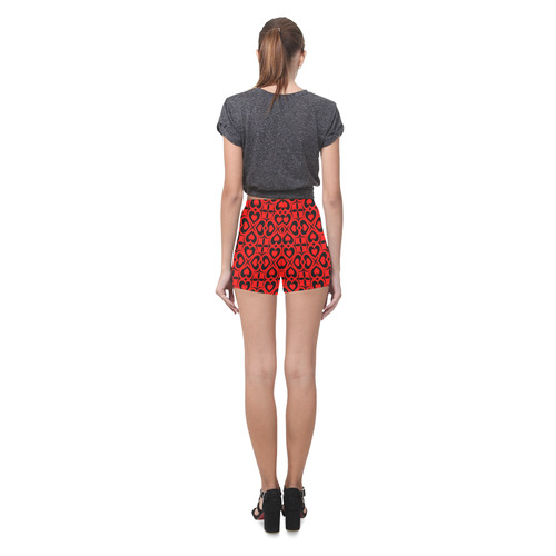 Red Black Heart Lattice Briseis Skinny Shorts (Model L04)